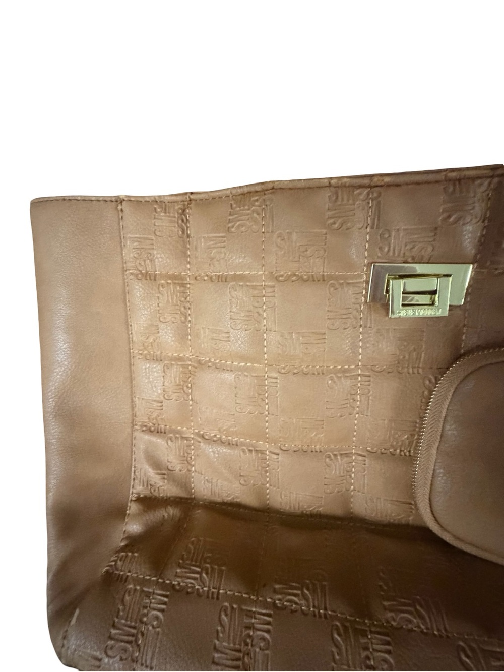 Steve Madden Tan Quilted Tote with Detachable Pouch - Picture 11 of 13